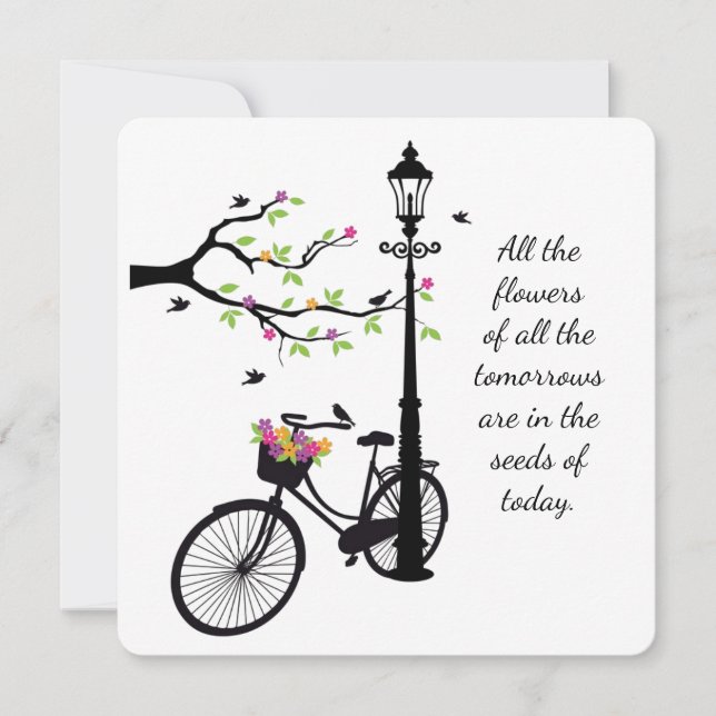 Blommor och fåglar 5 x 5 anteckningskort (Framsida)