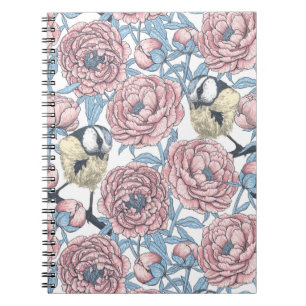 Blommor och fåglar anteckningsbok