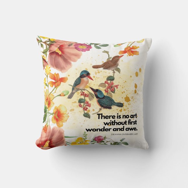 Blommor och fåglar Dekorativ kudde (Framsida)
