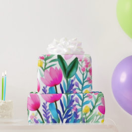 Blommor och fåglar, färgstarka, Pappra Presentpapper