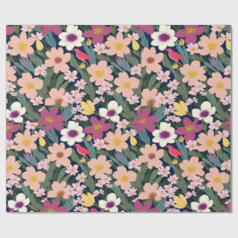 Blommor och fåglar, färgstarka, Pappra Presentpapper