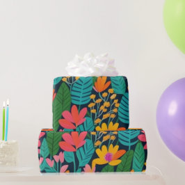 Blommor och fåglar, färgstarka, Pappra Presentpapper