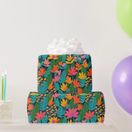 Blommor och fåglar, färgstarka, Pappra Presentpapper