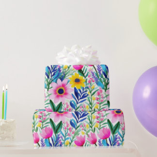 Blommor och fåglar, färgstarka, Pappra Presentpapper