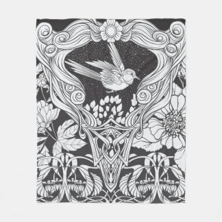 Blommor och fåglar i art nouveau stil, sömlösa pla fleecefilt