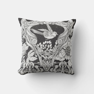 Blommor och fåglar i art nouveau stil, sömlösa pla kudde