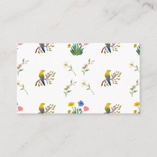 Blommor och fåglar i mönster visitkort