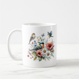 Blommor och fåglar kaffemugg