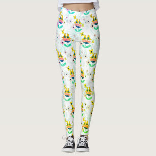 blommor och fåglar mönster leggings