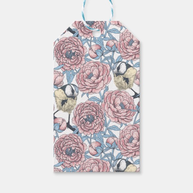 Blommor och fåglar presentetikett (Framsidan)