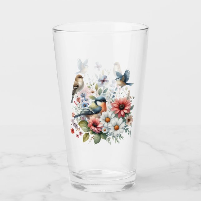 Blommor och fåglar som dricker glas (Framsida)