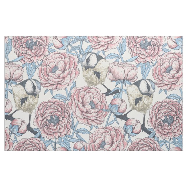 Blommor och fåglar tyg (Fat Quarter)