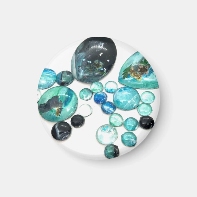 Blommor och färg av havsglas magnet (Framsidan)