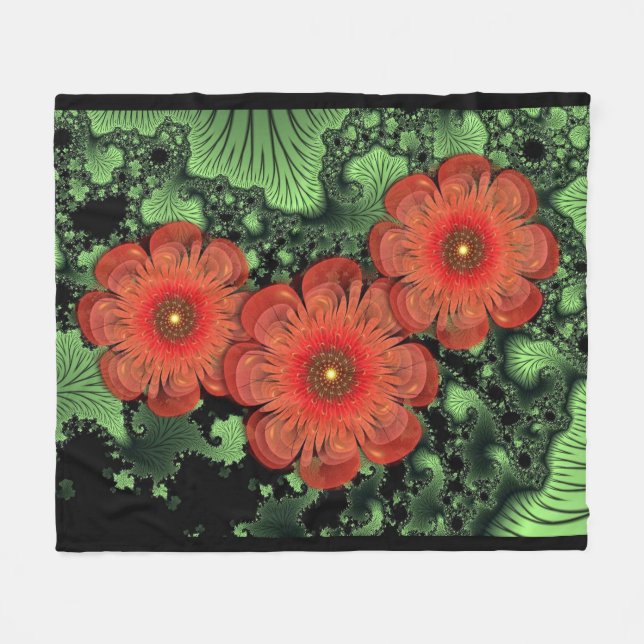 Blommor och Ferns Fleece Blanket (Framsidan (Horisontell))