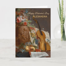Blommor och fiol CC0642 Valentine Greeting Card
