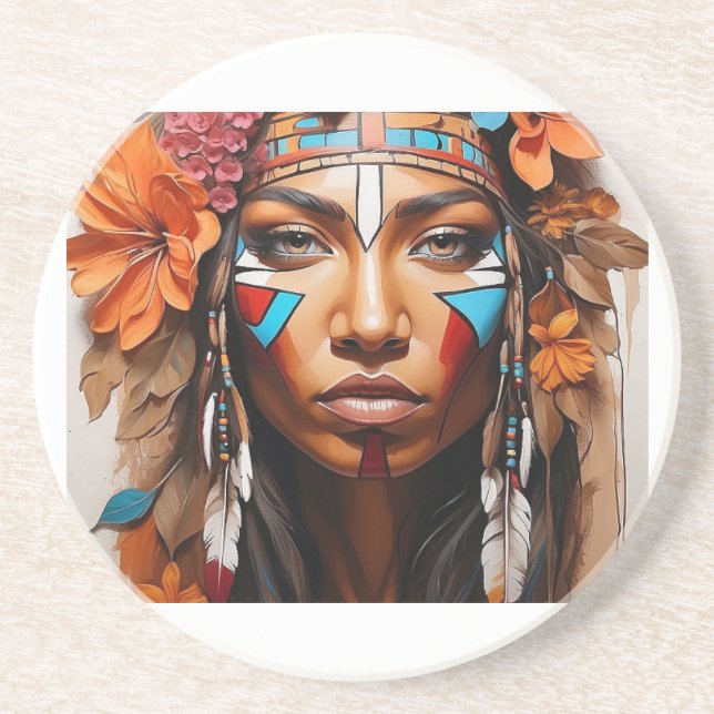 Blommor och fjädrar från den inhemska kvinnan underlägg (Framsidan)