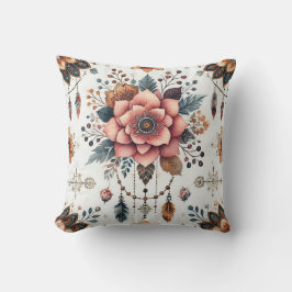 Blommor och fjädrar kudde