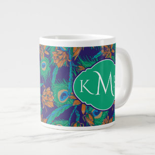 Blommor och fjädrar Monogram Jumbo Mugg