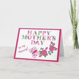 Blommor och fjäril för Mors dag Kort