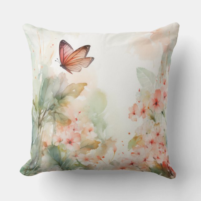 Blommor och fjäril kudde (Framsida)