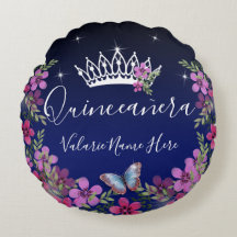 Blommor och fjäril Quinceanera Blue