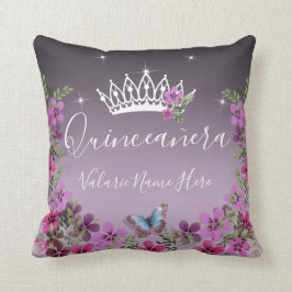 Blommor och fjäril Quinceanera-Lila Kudde