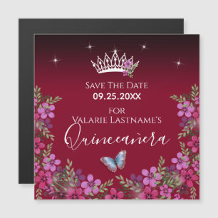 Blommor och fjäril Quinceanera Spara datumet