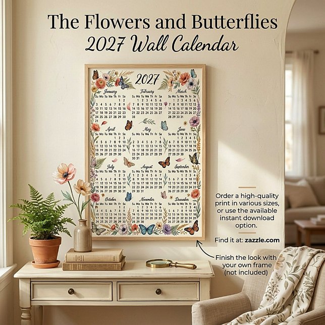 Blommor och fjärilar 2027 väggkalender poster (Skapare uppladdad)