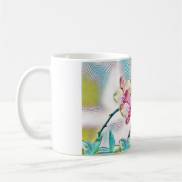 Blommor och fjärilar av rosa kaffemugg