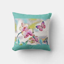 Blommor och fjärilar av rosa