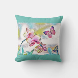 Blommor och fjärilar av rosa kudde
