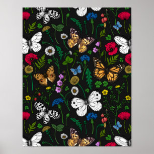 Blommor och fjärilar av vild 2 poster