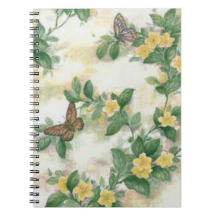 Blommor och fjärilar, bärbara Spiral Anteckningsbok Med Spiral