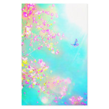 Blommor och fjärilar blommigt rosa blue gulles