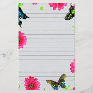 Blommor och fjärilar brevpapper