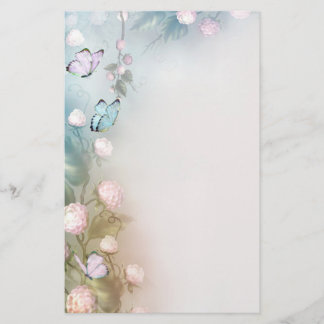 Blommor och fjärilar brevpapper