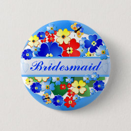 Blommor och fjärilar ~ Bridesmaid-knapp Knapp
