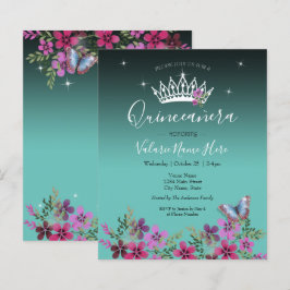 Blommor och fjärilar - budgetinbjudan för Quincean