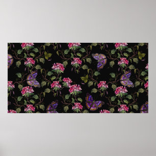 Blommor och fjärilar från broderier, otäck poster