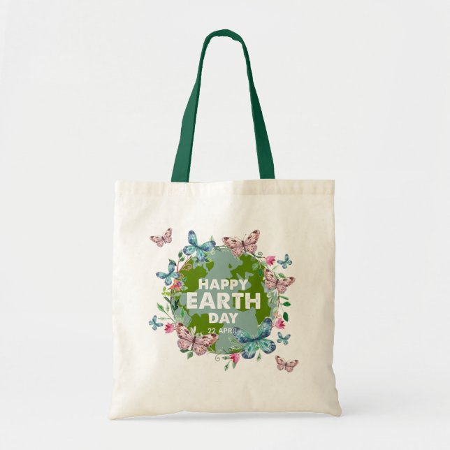 BLOMMOR OCH FJÄRILAR GLAD JORDENS DAG 2026 TYGKASSE (Framsidan)