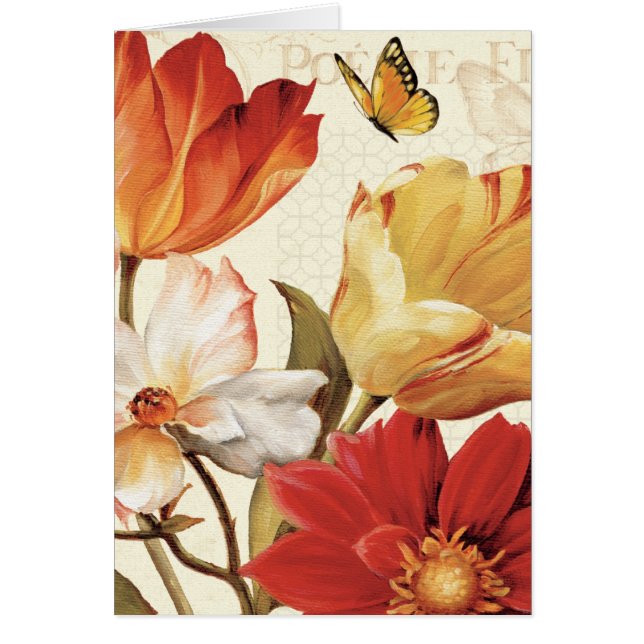 Blommor och fjärilar hälsningskort (Framsidan)