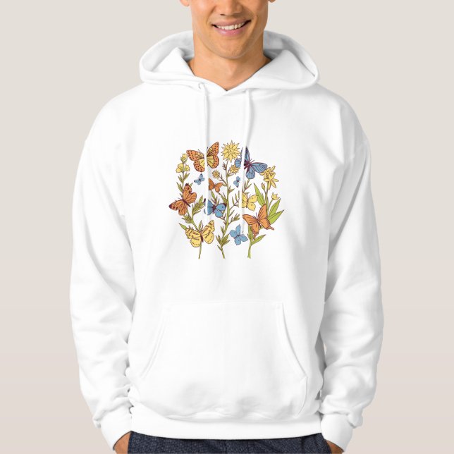 Blommor och fjärilar hoodie (Framsida)