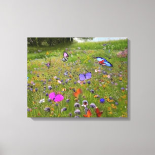 Blommor och fjärilar i Land Canvastryck