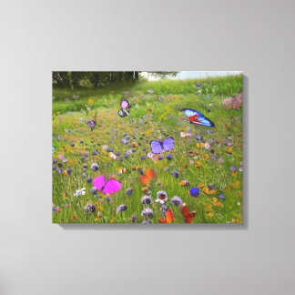 Blommor och fjärilar i Land Canvastryck