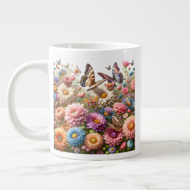 Blommor och fjärilar jumbo mugg (Vänster)