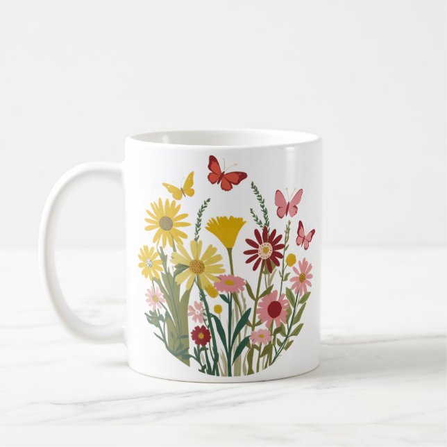 Blommor och fjärilar kaffemugg (Vänster)