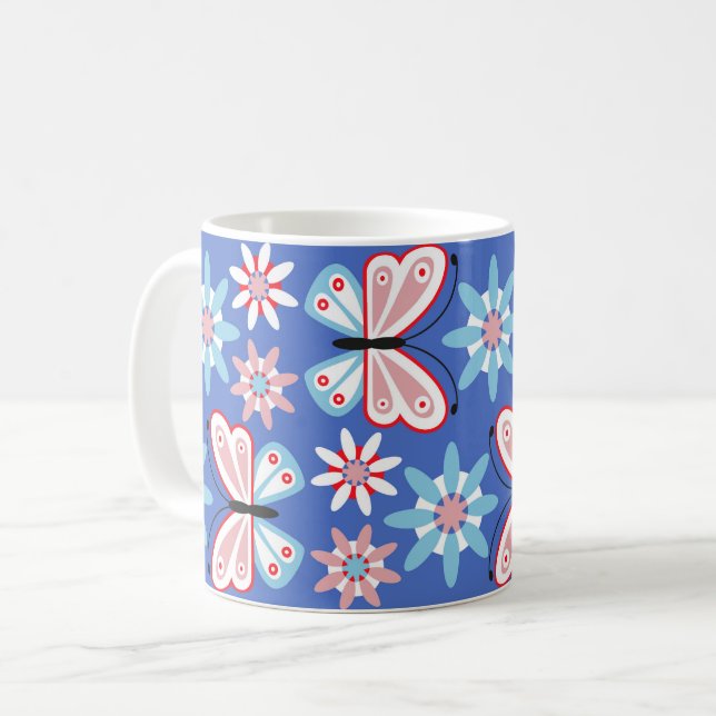 Blommor och fjärilar kaffemugg (Framsida vänster)