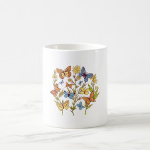 Blommor och fjärilar kaffemugg