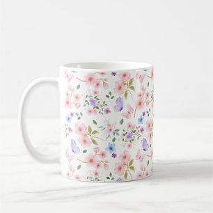 Blommor och fjärilar kaffemugg