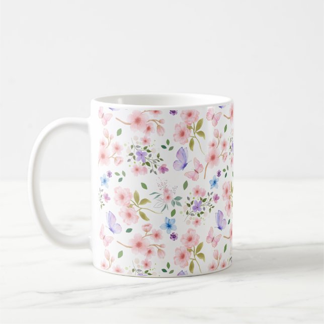 Blommor och fjärilar kaffemugg (Vänster)
